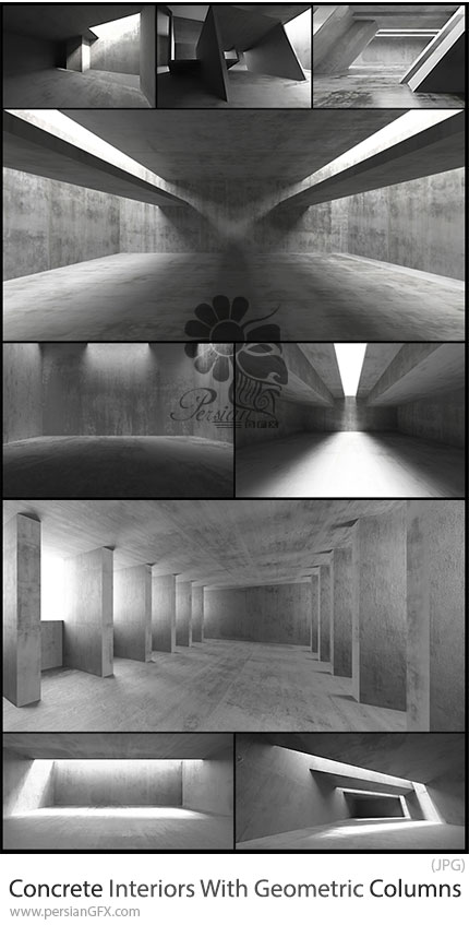 دانلود 32 تصویر دکوراسیون داخلی مینیمال بتنی با ستونهای هندسی - Minimalist Concrete Interiors With Geometric Columns
