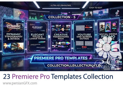 دانلود 23 قالب آماده پریمیر پرو شامل ترانزیشن، اوپنر، اسلایدشو، تریلر و ... - Premiere Pro Templates Collection