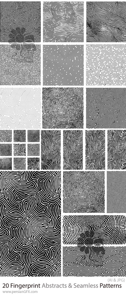دانلود 20 وکتور اثر انگشت انتزاعی و پترنهای بدون درز - Fingerprint Abstracts & Seamless Patterns