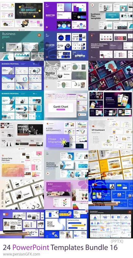 دانلود مجموعه 24 پرزنتیشن پاورپوینت برای کسبوکار و آموزش - PowerPoint Templates Bundle 16