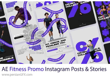 دانلود پروژه افترافکت پست و استوری تبلیغاتی تناسب اندام برای اینستاگرام + آموزش - Fitness Promo Instagram Posts & Stories