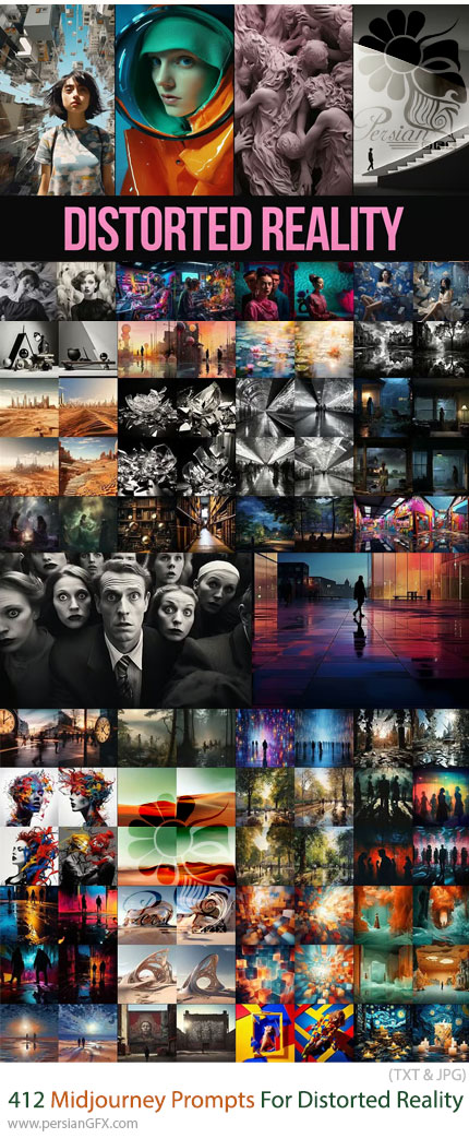 دانلود مجموعه 412 پرامپت میدجرنی برای خلق تصاویر سورئال - Midjourney Prompts For Distorted Reality